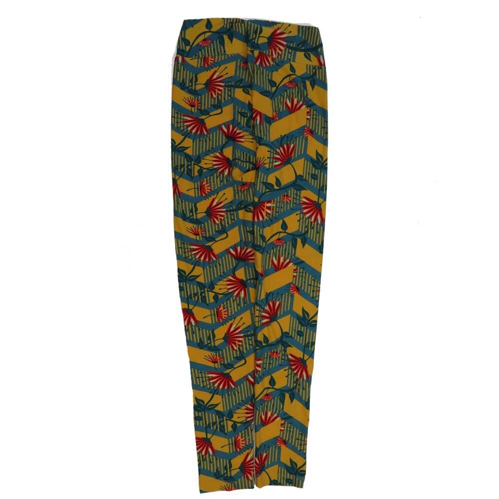 LuLaRoe One Size OS Floral Zig Zag Stripe OS-4421-ZH Buttery Soft Womens Leggings fits Adults 2-10