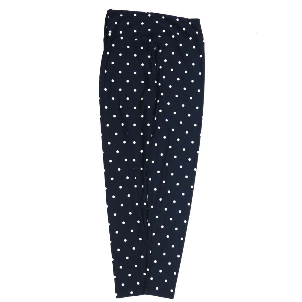 LuLaRoe One Size OS Polka Dot White on Navy Blue OS-4422-B Buttery Soft Womens Leggings fits Adults 2-10