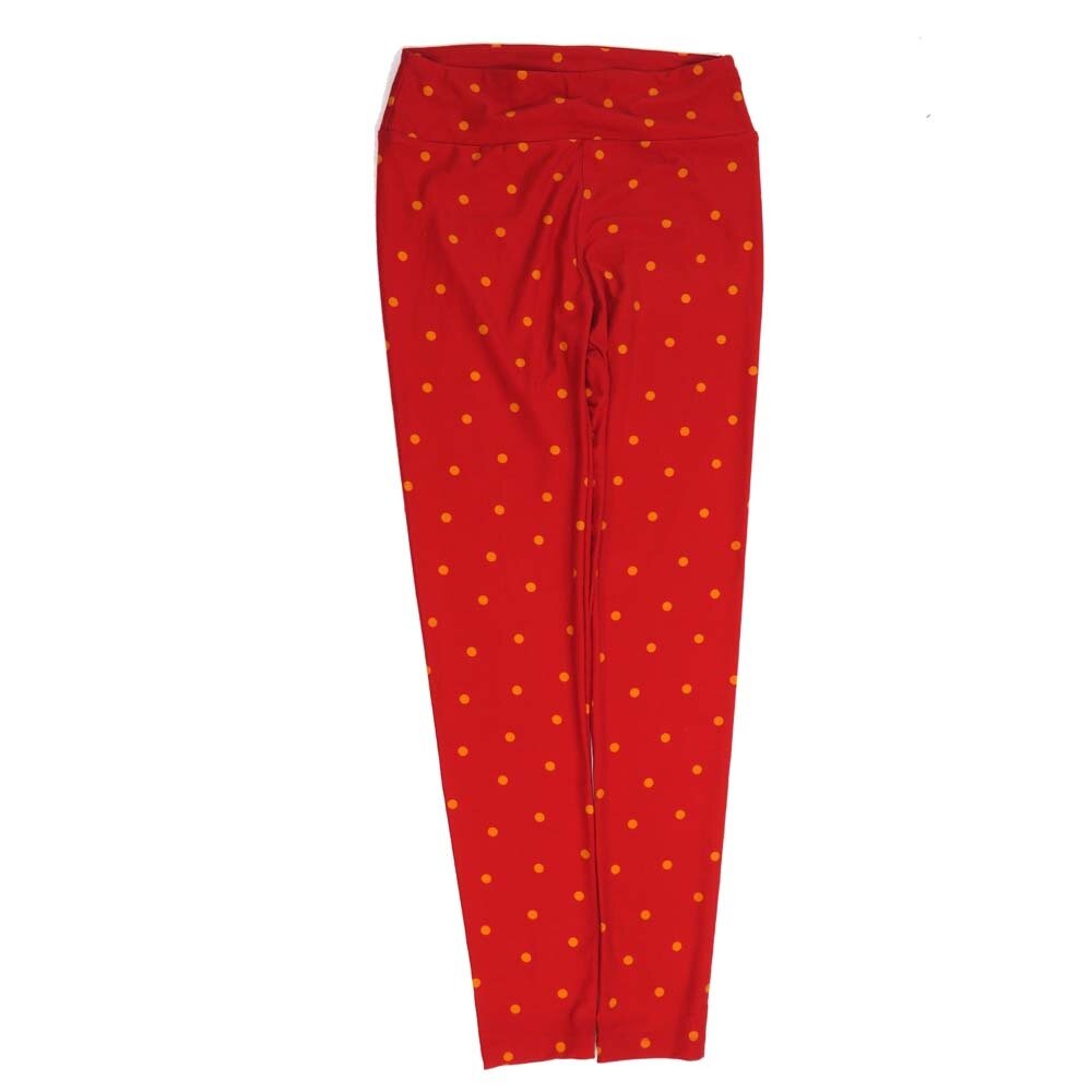 LuLaRoe One Size OS Polka Dot Gold on Red OS-4422-C  Buttery Soft Womens Leggings fits Adults 2-10
