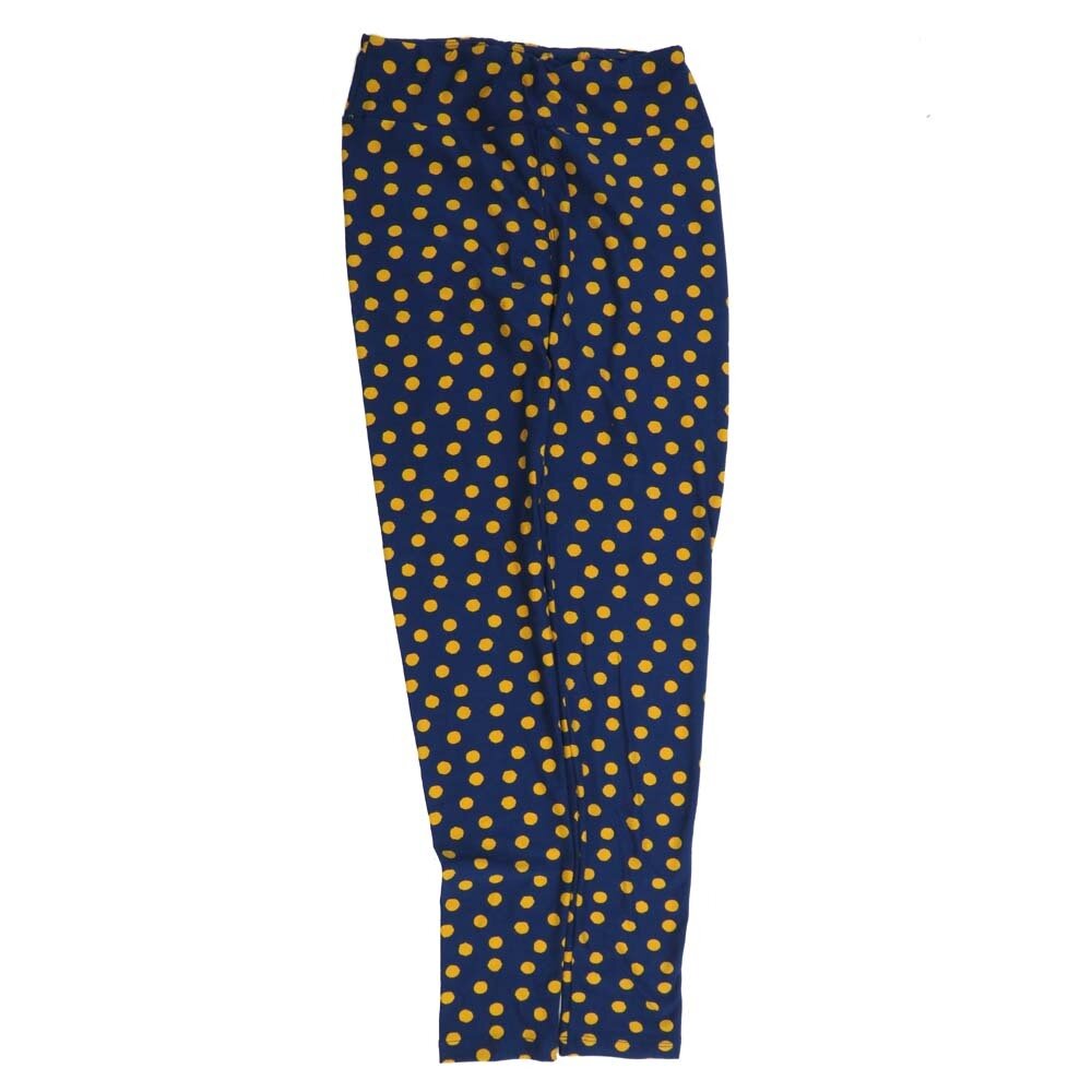 LuLaRoe One Size OS Polka Dot Yellow on Blue OS-4422-F  Buttery Soft Womens Leggings fits Adults 2-10
