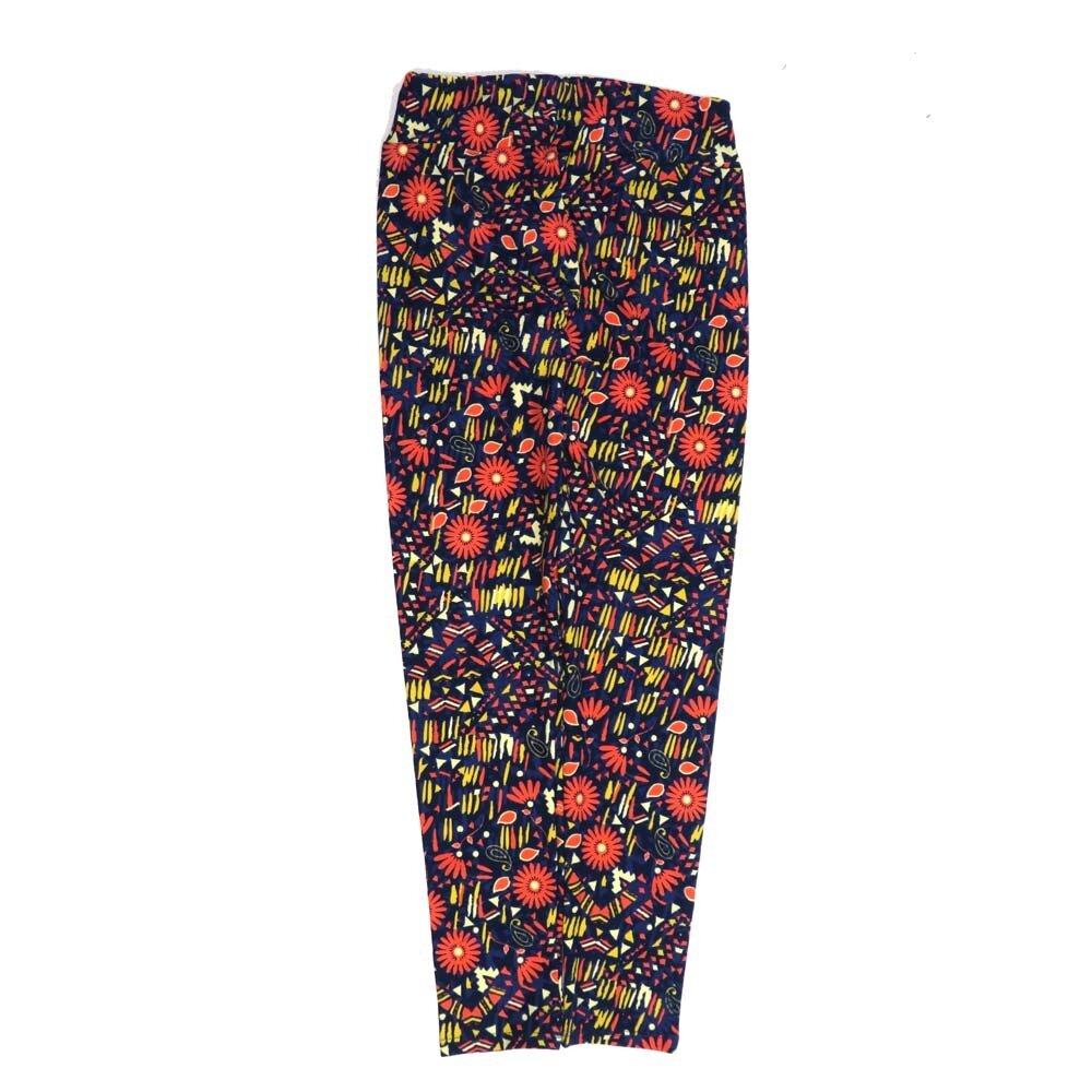 LuLaRoe One Size OS Paisley Daisies Black Yellow Purple Pink OS-4422-V  Buttery Soft Womens Leggings fits Adults 2-10