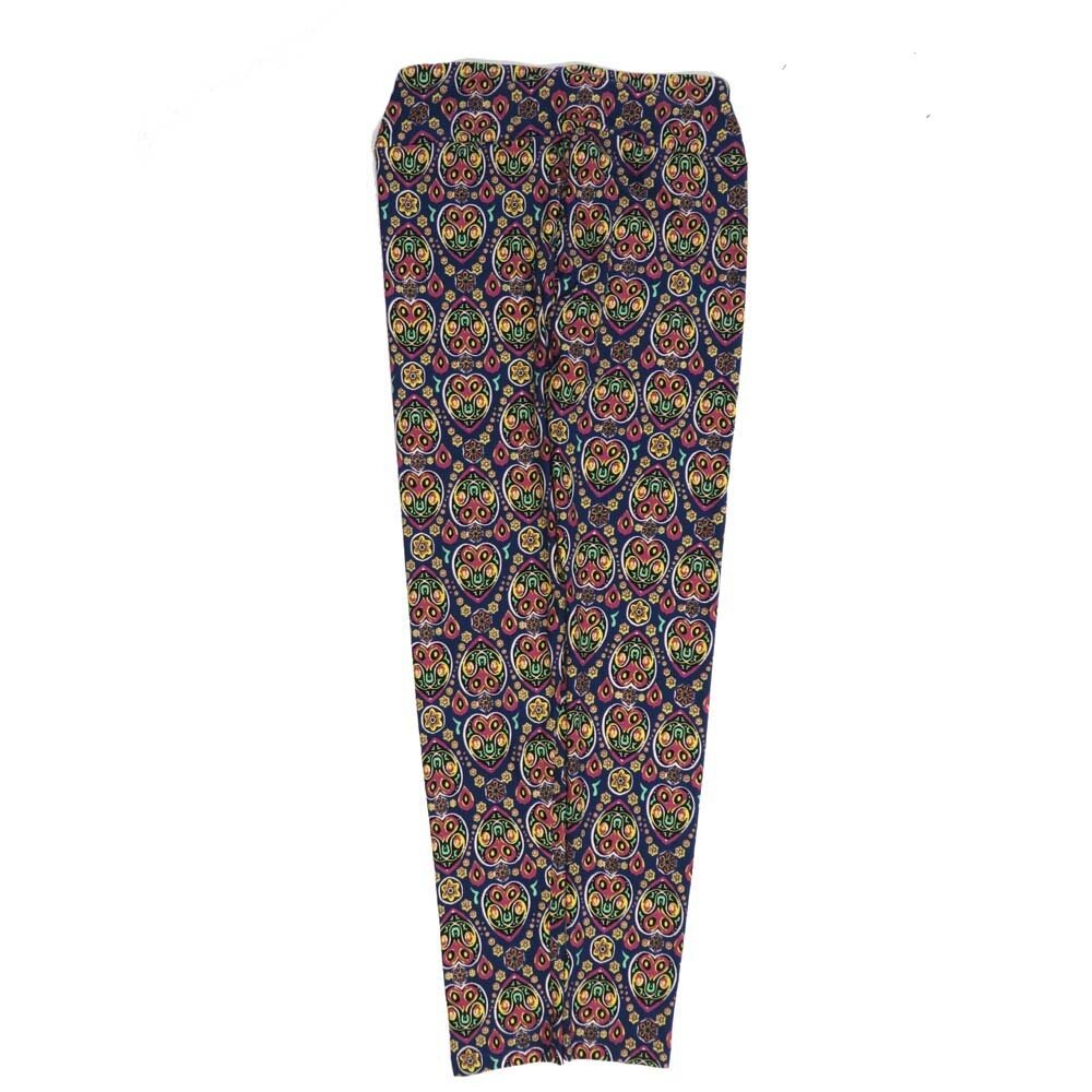 LuLaRoe One Size OS Paisley Hearts Purple Yellow White OS-4422-Y  Buttery Soft Womens Leggings fits Adults 2-10