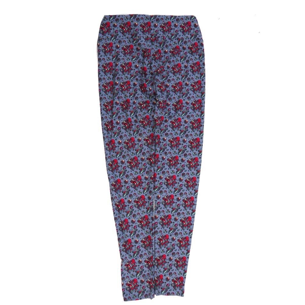 LuLaRoe One Size OS Fleur De Lis Blue Red OS-4422-ZB  Buttery Soft Womens Leggings fits Adults 2-10