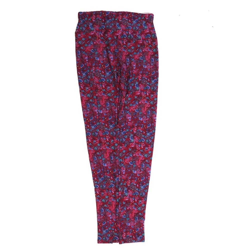 LuLaRoe One Size OS Paisley Red Blue Pink OS-4423-A  Buttery Soft Womens Leggings fits Adults 2-10