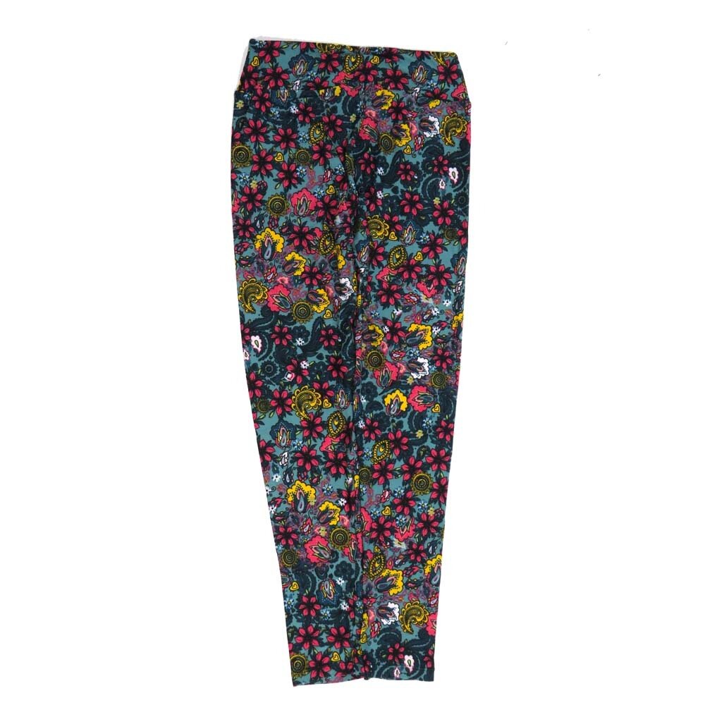 LuLaRoe One Size OS Paisley Gray Yellow Black Pink OS-4423-F  Buttery Soft Womens Leggings fits Adults 2-10