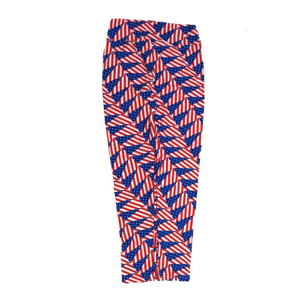 LuLaRoe One Size OS Americana USA Flag Stars Stripes Blue White Red OS-4423-X Buttery Soft Womens Leggings fits Adults 2-10