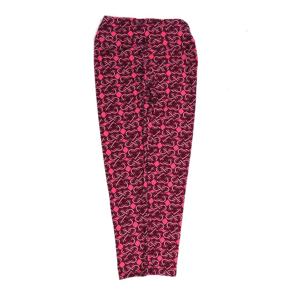 LuLaRoe One Size OS Valentines Heart Love Knots Interlinked Pink Red OS-4424-F  Buttery Soft Womens Leggings fits Adults 2-10