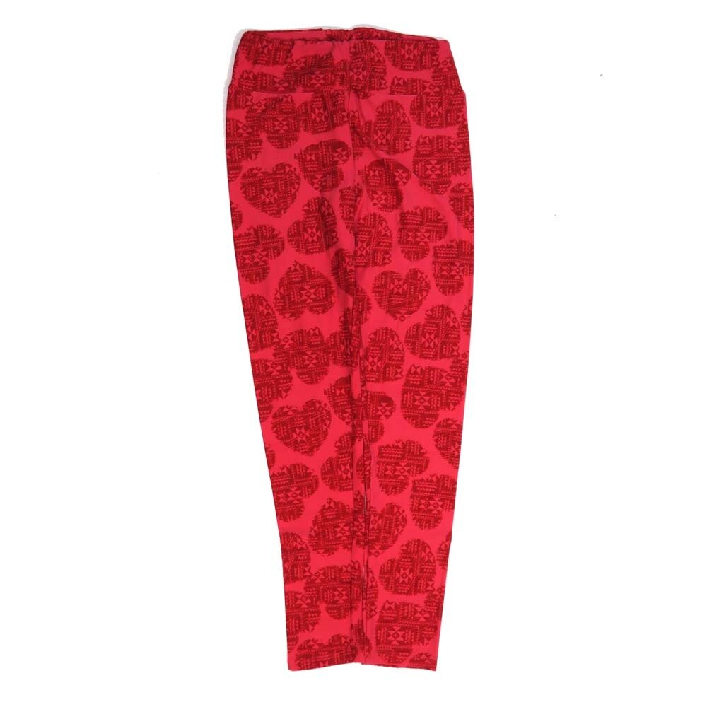 LuLaRoe One Size OS Valentines Hearts Southwestern Geometric Red OS-4424-G Buttery Soft Womens Leggings fits Adults 2-10