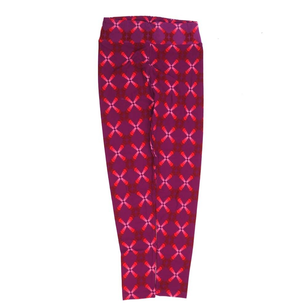 LuLaRoe One Size OS Valentines Zooming Hearts Purple Red Pink OS-4424-H  Buttery Soft Womens Leggings fits Adults 2-10