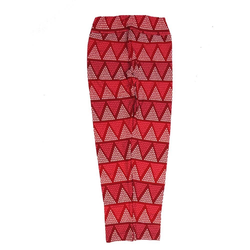LuLaRoe One Size OS Valentines Xs and Os Triangle Stripe Red Pink White OS-4424-M  Buttery Soft Womens Leggings fits Adults 2-10
