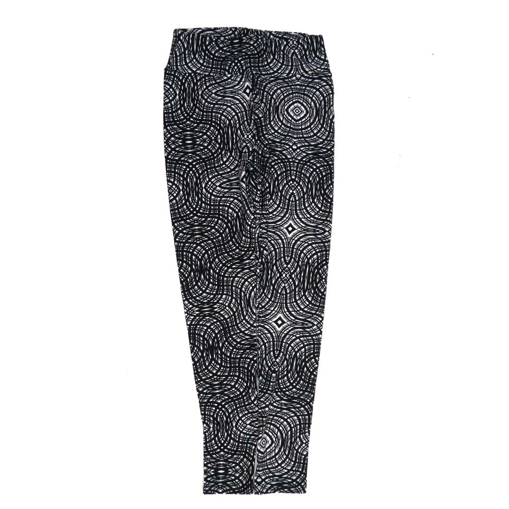 LuLaRoe One Size OS Black and White Trippy Psychedlic OS-4424-Q  Buttery Soft Womens Leggings fits Adults 2-10