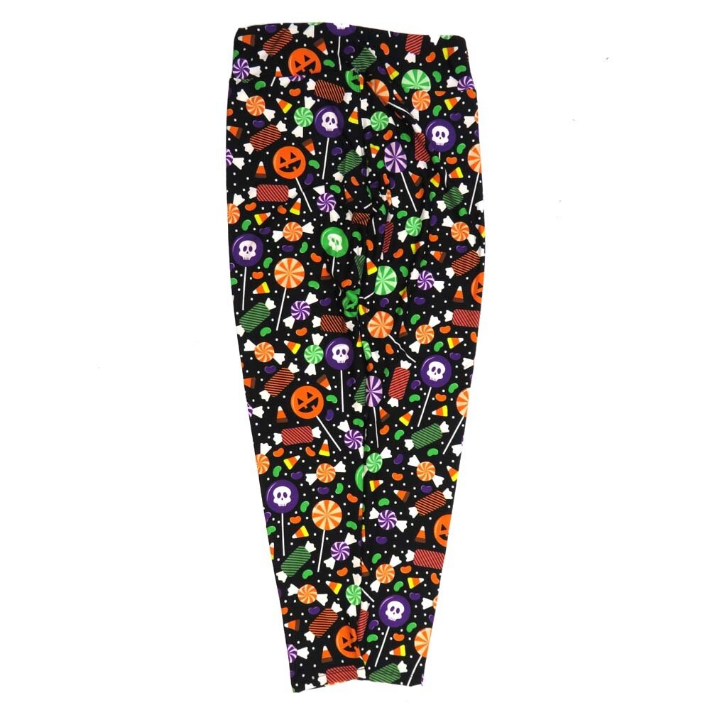 LuLaRoe One Size OS Halloween Candy Black White Blue Yellow Red OS-4424-ZI Buttery Soft Womens Leggings fits Adults 2-10