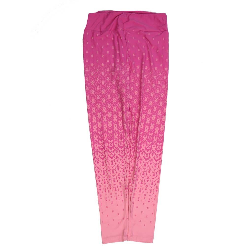 LuLaRoe One Size OS Breast Cancer Awareness Cascading Ribbons Hombre Pink OS-4425-L  Buttery Soft Womens Leggings fits Adults 2-10