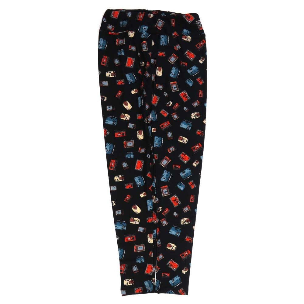 LuLaRoe One Size OS Old School Radios TVs Tape Decks Black Blue White Red OS-4425-S  Buttery Soft Womens Leggings fits Adults 2-10