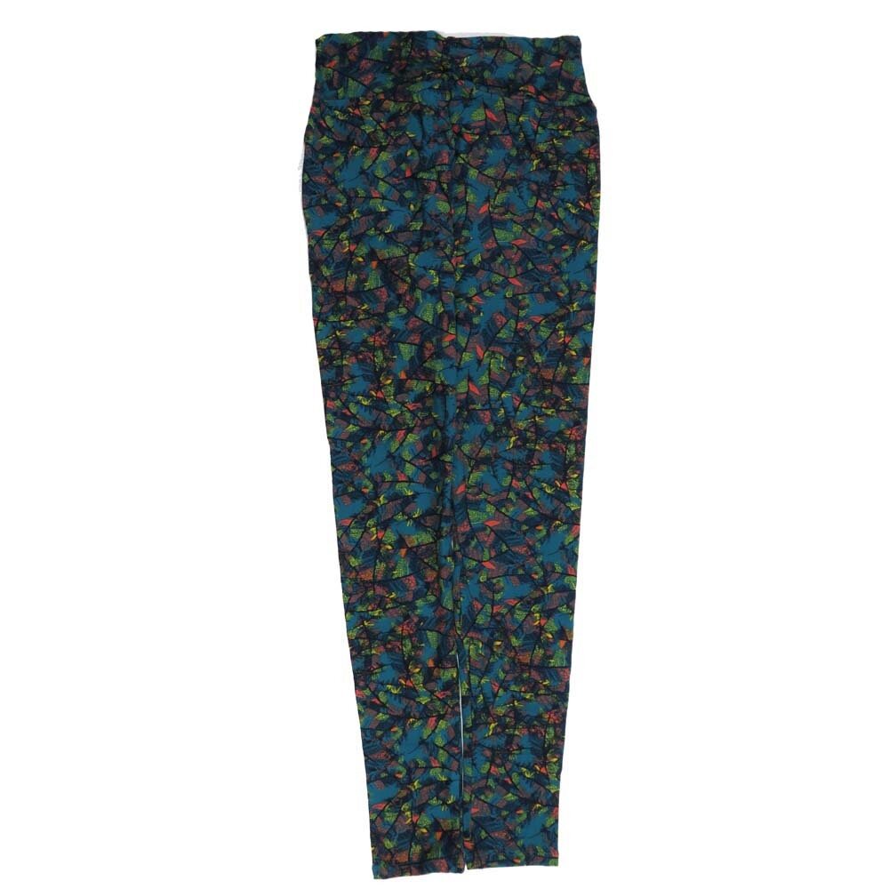 LuLaRoe One Size OS Feathers Collage Blue Green Black OS-4425-ZA  Buttery Soft Womens Leggings fits Adults 2-10