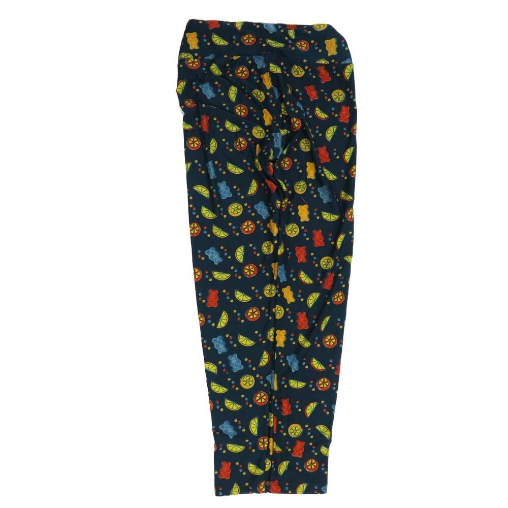 LuLaRoe One Size OS Candy Fruit Slices Gummy Jelly Bears Oranges Black Red Blue Green OS-4425-ZK Buttery Soft Womens Leggings fits Adults 2-10