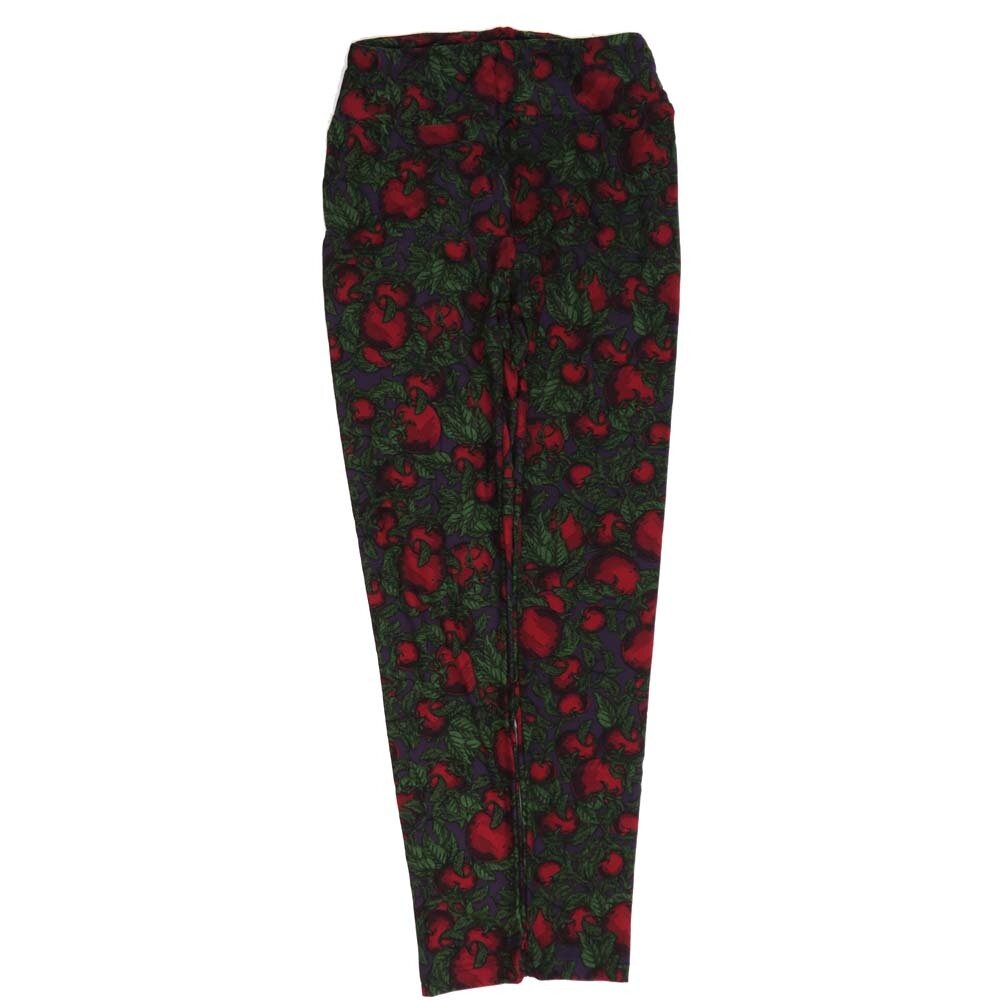 LuLaRoe One Size OS Tomatoes on the Vine Blue Red Green OS-4426-D  Buttery Soft Womens Leggings fits Adults 2-10