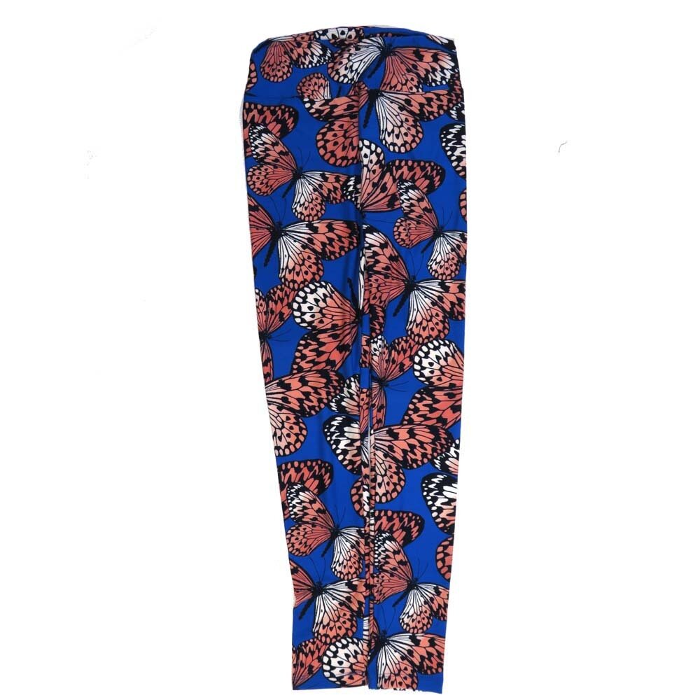 LuLaRoe One Size OS Butterflies Blue Whtie Black Gray OS-4426-H Buttery Soft Womens Leggings fits Adults 2-10