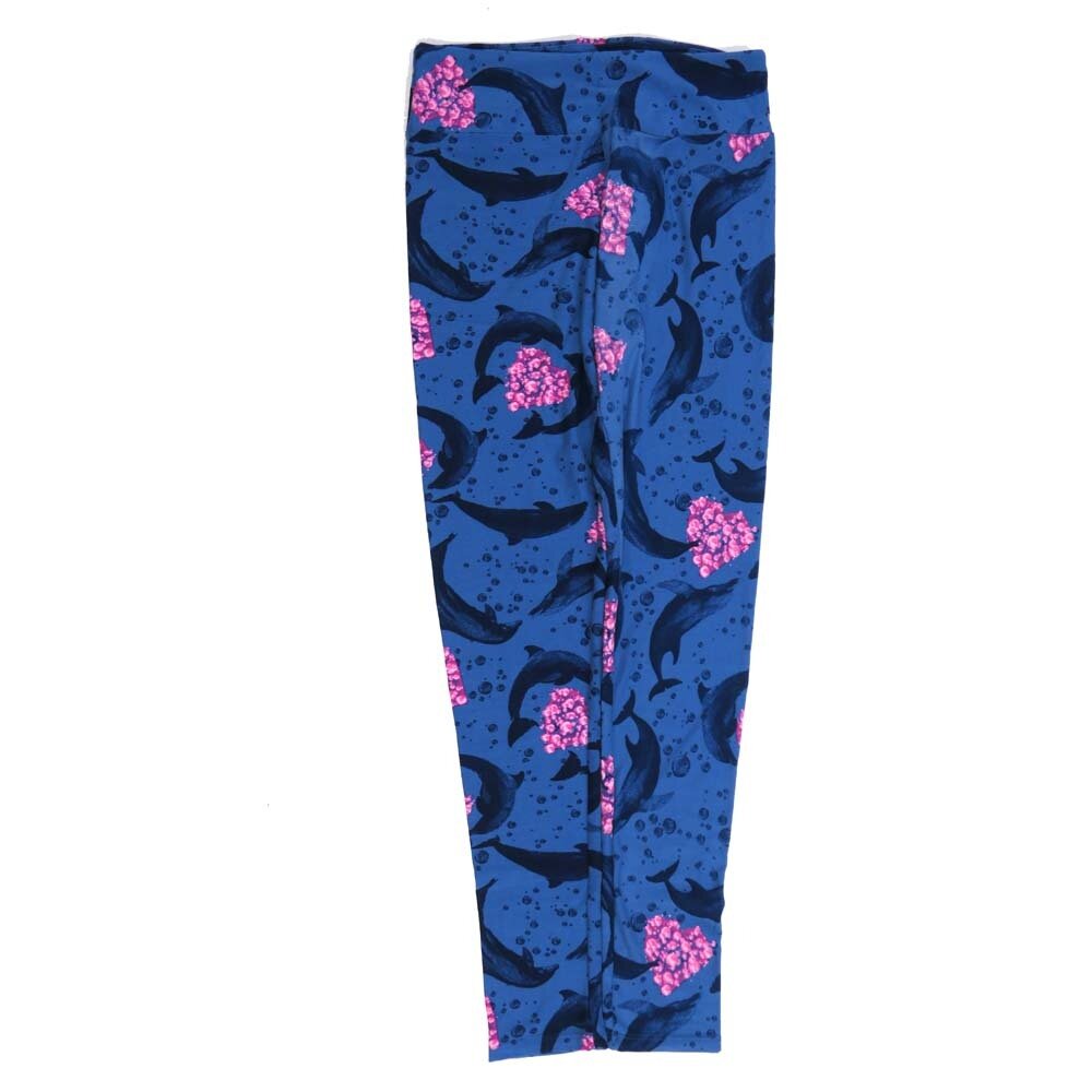 LuLaRoe One Size OS Dolphines Swimming Blue OS-4426-J Buttery Soft Womens Leggings fits Adults 2-10