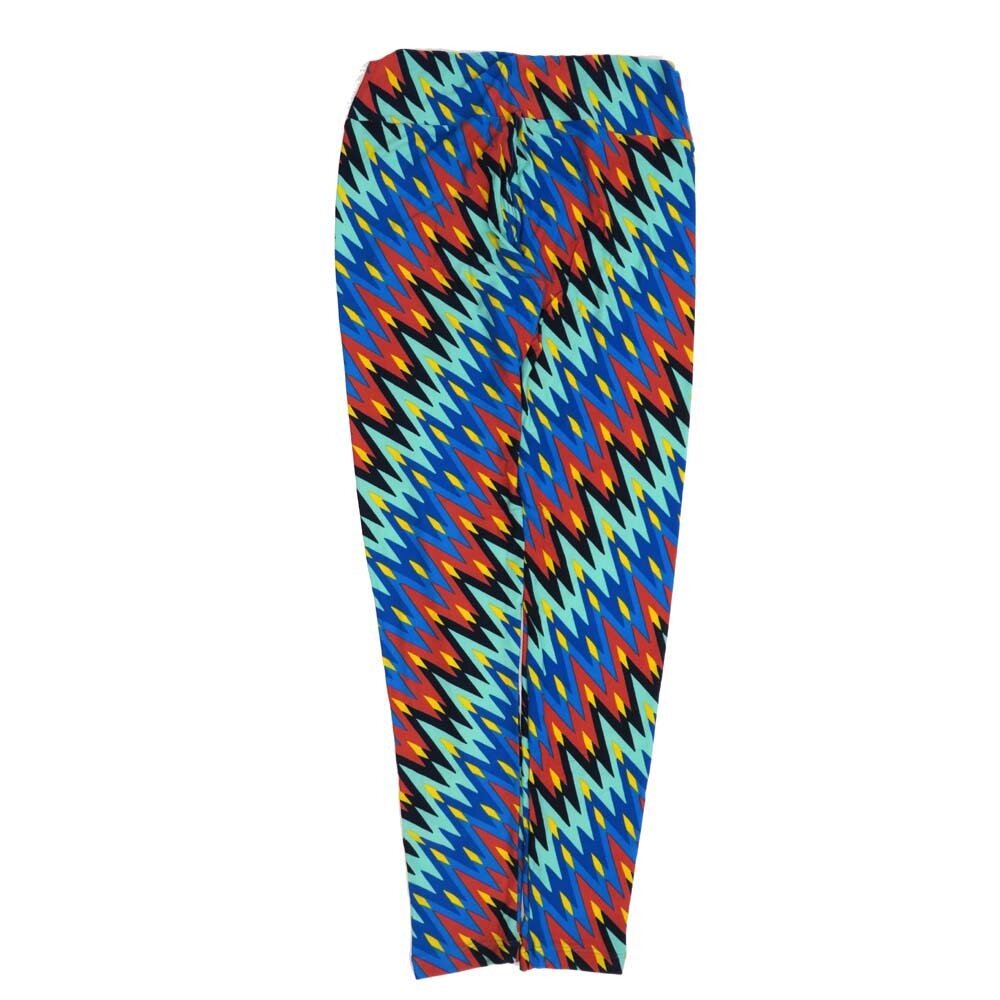 LuLaRoe One Size OS Stripes Trippy 70s Zig Zag Blue Black White Yellow Purple OS-4427-T  Buttery Soft Womens Leggings fits Adults 2-10