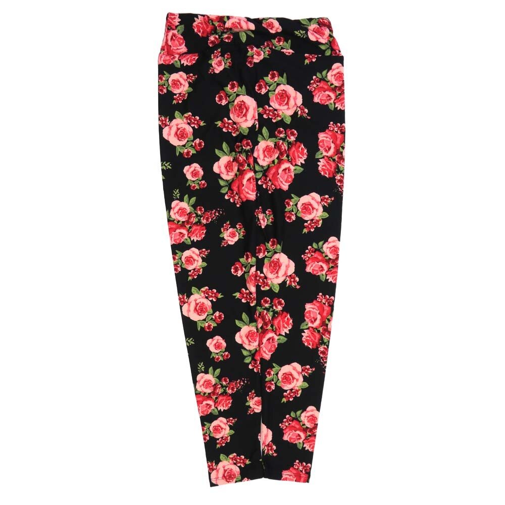 LuLaRoe One Size OS Roses Black Pink OS-4427-Y2 Buttery Soft Womens Leggings fits Adults 2-10