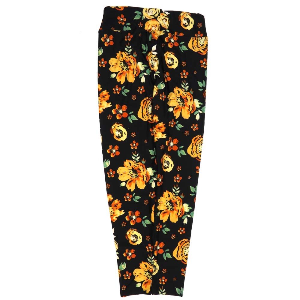 LuLaRoe One Size OS Roses Black Yellow Red OS-4427-ZA  Buttery Soft Womens Leggings fits Adults 2-10