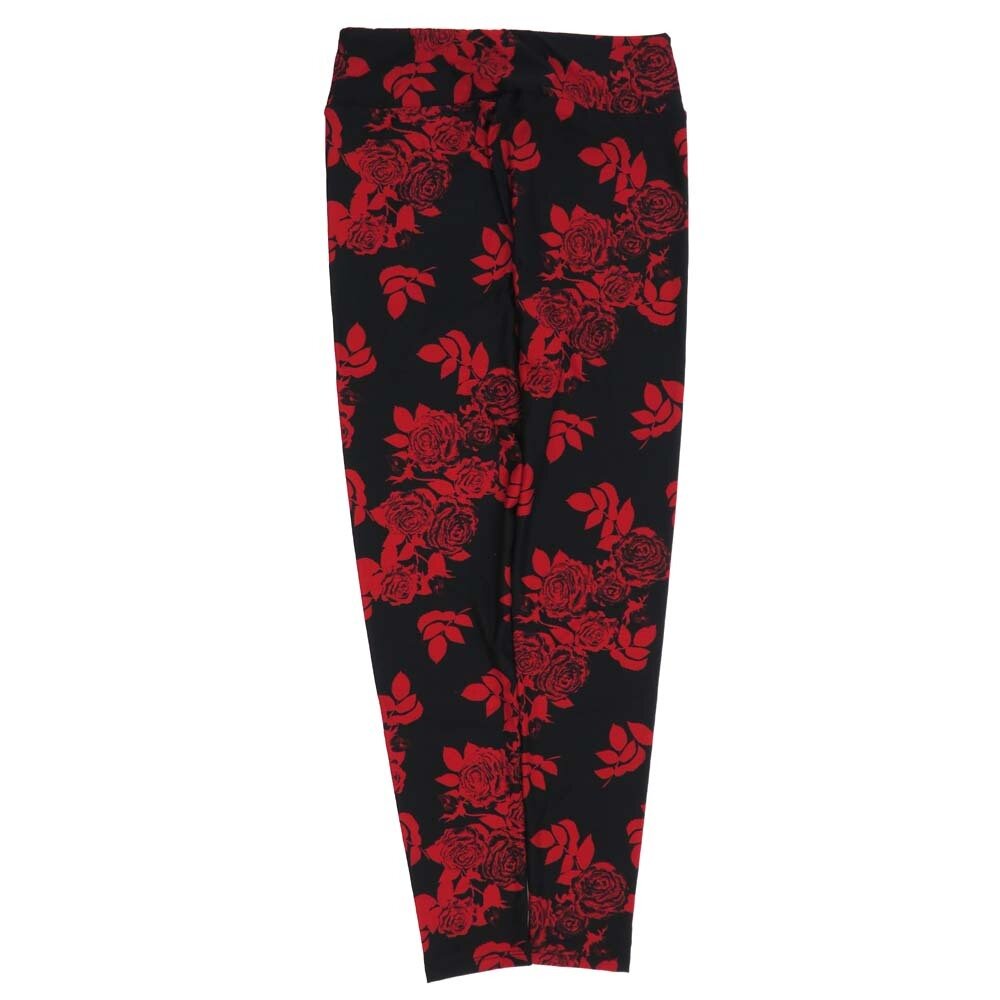 LuLaRoe One Size OS Roses Black Red OS-4427-ZD  Buttery Soft Womens Leggings fits Adults 2-10