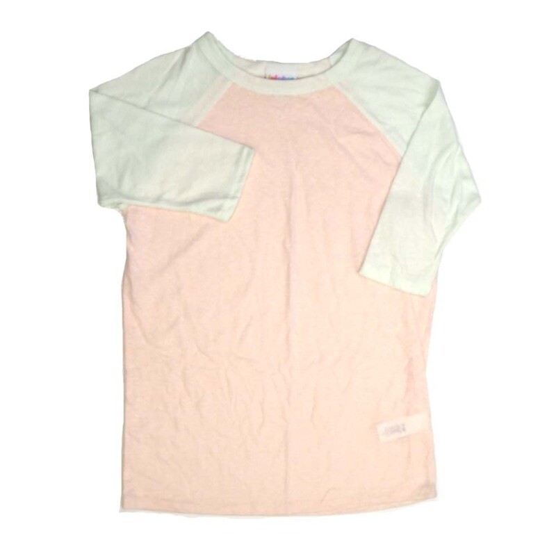 LuLaRoe Kids Sloan Size 10 (fits 8-10) Solid Off White with White Sleeves Unisex Baseball Raglan Tee SLOAN-10-B2