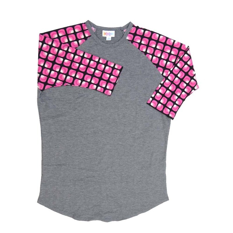 LuLaRoe Kids Sloan Size 14 (fits 14-16) Solid Gray with Geometric Sleeves Unisex Baseball Raglan Tee SLOAN-14-L