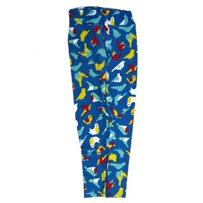 LuLaRoe One Size OS Birds Sparrow Pigeon Cardinal Blue White Black Yellow OS-4426-M  Buttery Soft Womens Leggings fits Adults 2-10