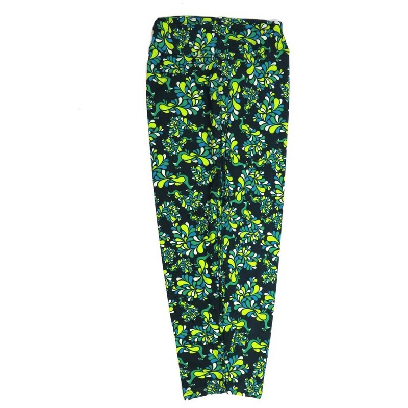 LuLaRoe One Size OS Peacock Black Pink White Fuchsia Yellow OS-4426-N  Buttery Soft Womens Leggings fits Adults 2-10