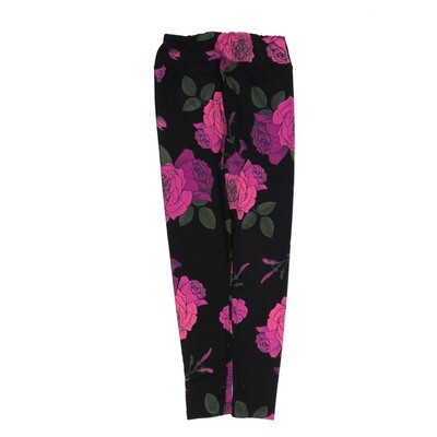 LuLaRoe One Size OS Carnations Black Purple Pink OS-4421-Q  Buttery Soft Womens Leggings fits Adults 2-10