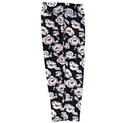 LuLaRoe One Size OS Floral Black White OS-4420-S  Buttery Soft Womens Leggings fits Adults 2-10