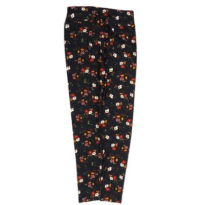 LuLaRoe One Size OS Floral Black White Red Green OS-4420-Z  Buttery Soft Womens Leggings fits Adults 2-10