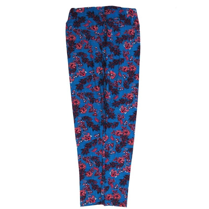 LuLaRoe One Size OS Floral Blue Black White OS-4419-ZC  Buttery Soft Womens Leggings fits Adults 2-10