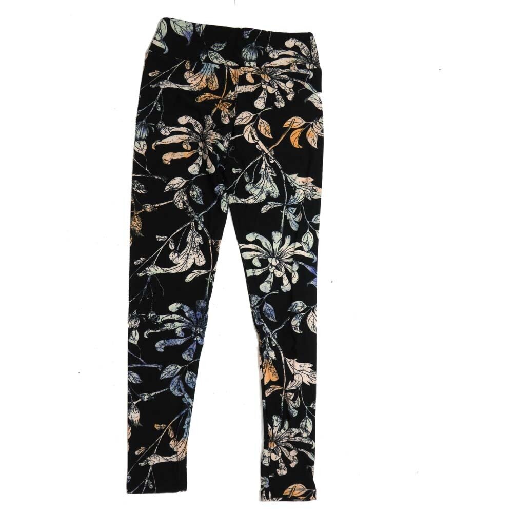 LuLaRoe Tween LiLies Black White Blue Mint Leggings fits Adult sizes 00-0 TWEEN-3391-F2