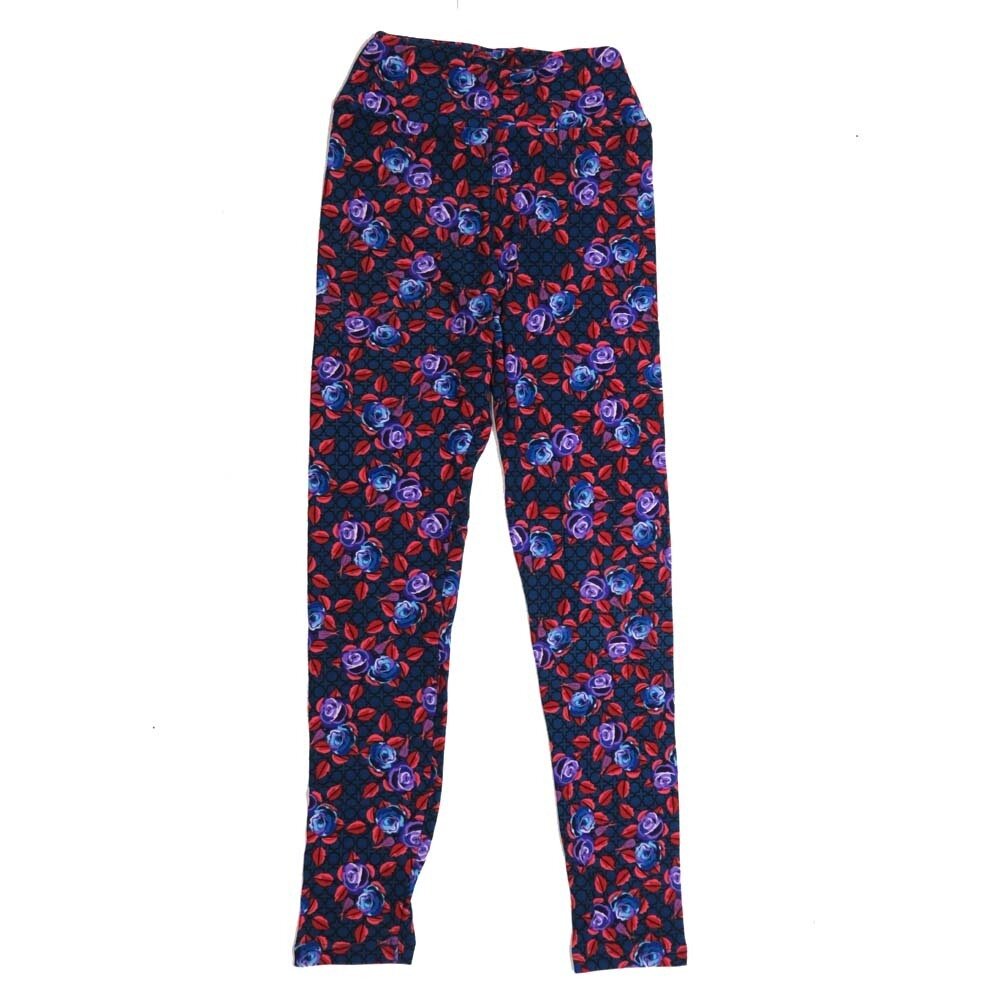 LuLaRoe Tween Roses Checkerboard Leggings fits Adult sizes 00-0 TWEEN-3392-G