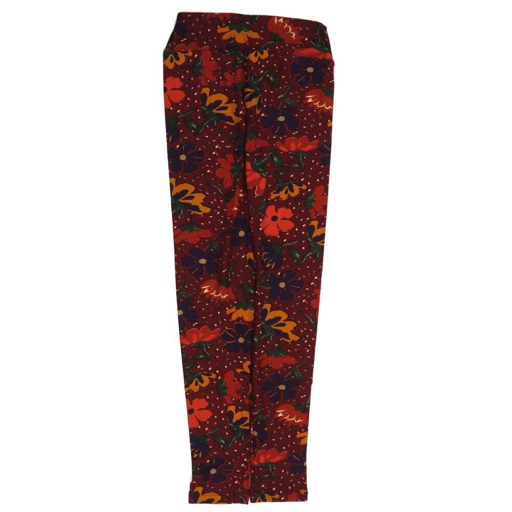 LuLaRoe Tween Floral Red Green Purple White Leggings fits Adult sizes 00-0 TWEEN-3401-W