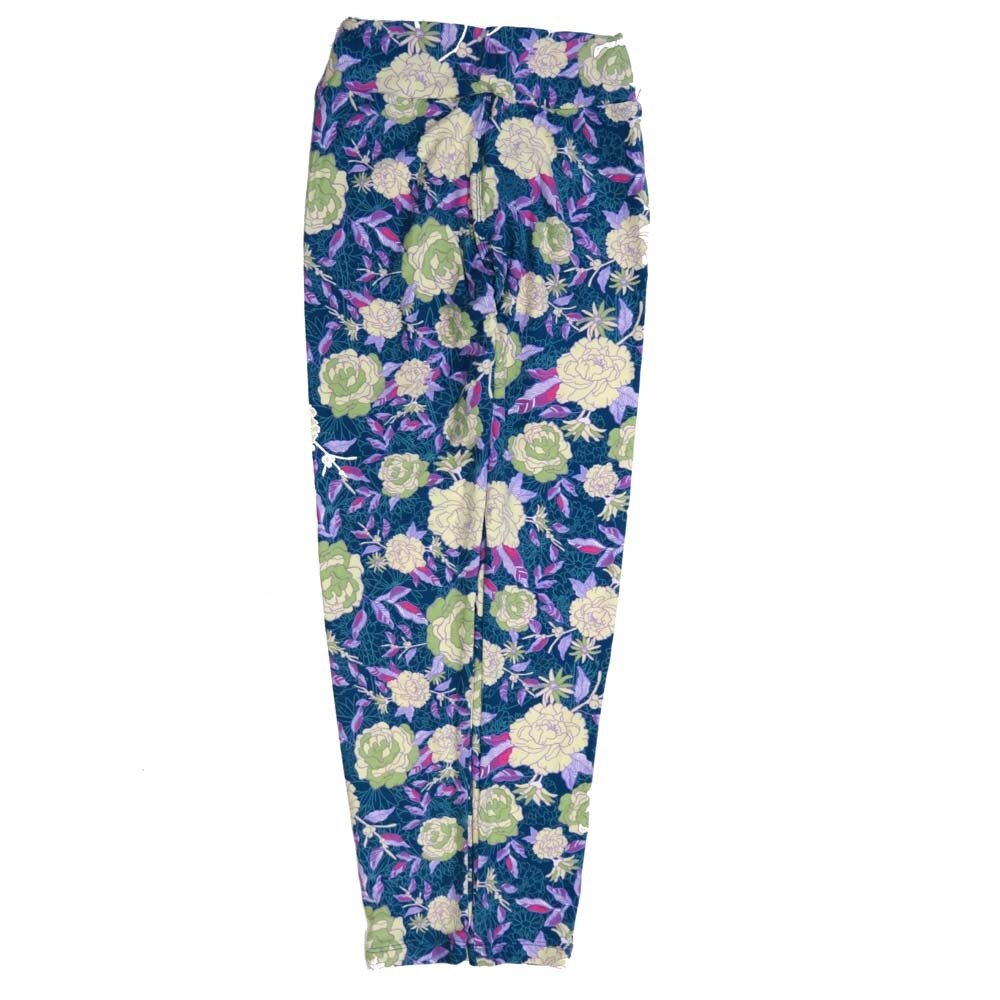 LuLaRoe Tween Peonies Peony Purple White Blue Leggings fits Adult sizes 00-0 TWEEN-3401-ZF2