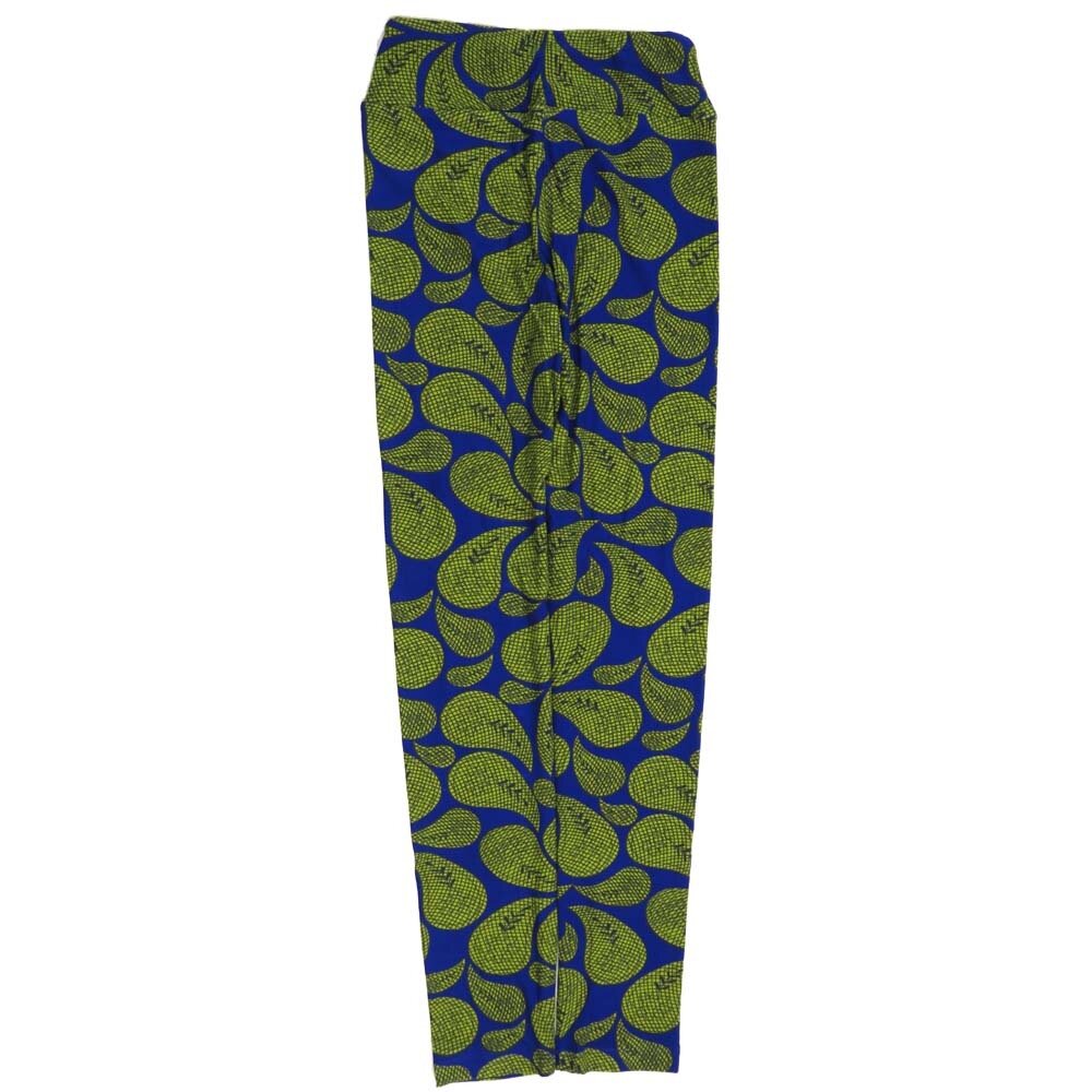 LuLaRoe Tween Paisley Blue Gold Leggings fits Adult sizes 00-0 TWEEN-3402-B2