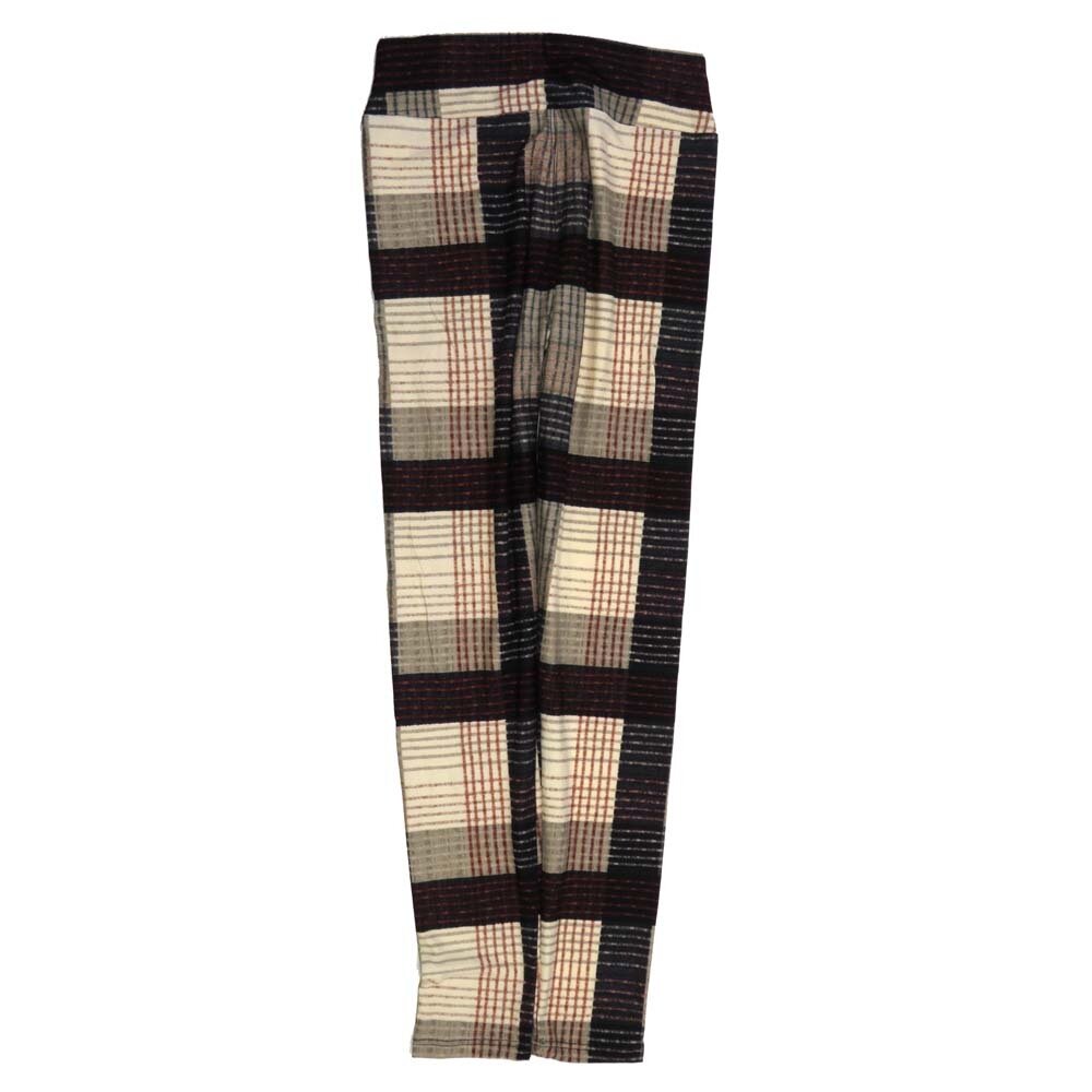 LuLaRoe Tween Plaid Stripe Black White Gray Leggings fits Adult sizes 00-0 TWEEN-3402-X