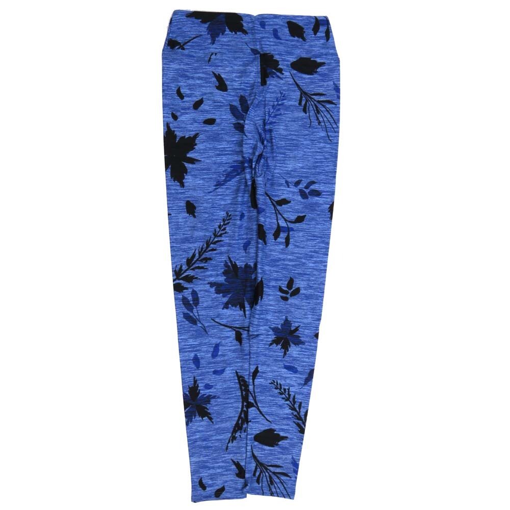 LuLaRoe Tween Floral Heathered Blue Purple Black Leggings fits Adult sizes 00-0 TWEEN-3402-ZB