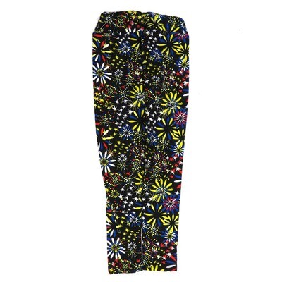 LuLaRoe One Size OS Americana USA Firworks Black Blue White Red Yellow OS-4423-ZD  Buttery Soft Womens Leggings fits Adults 2-10
