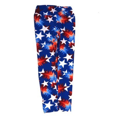 LuLaRoe One Size OS Americana USA Shooting Stars Blue Red White OS-4423-Q  Buttery Soft Womens Leggings fits Adults 2-10