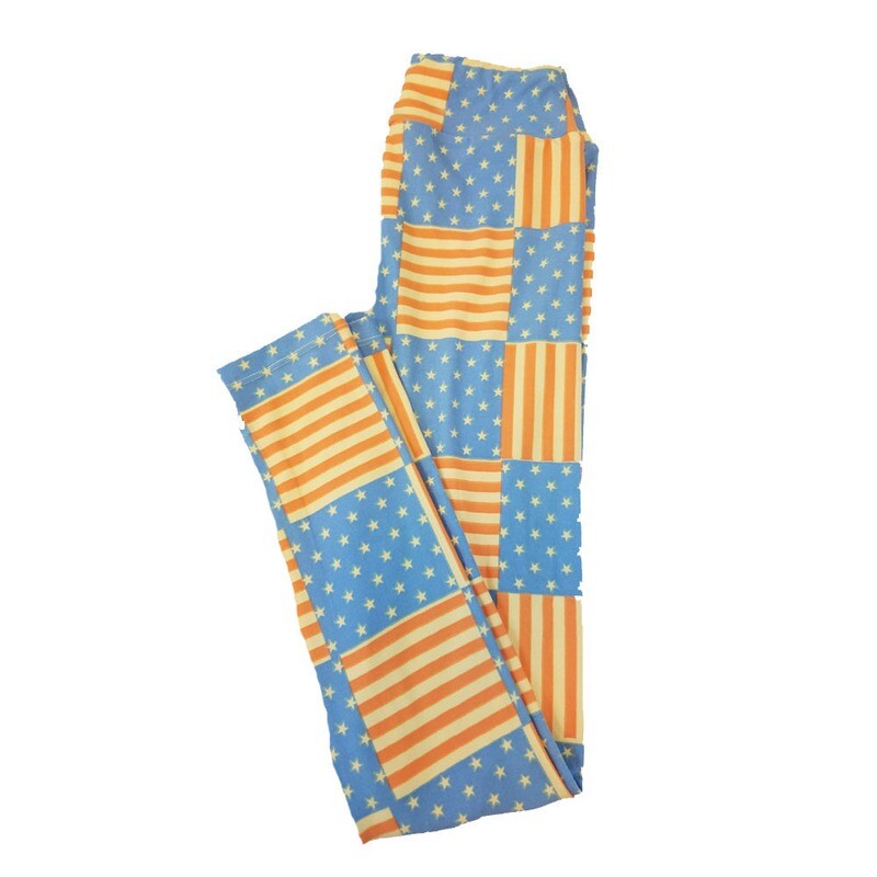 LuLaRoe Tween Americana USA American Flag Red White Blue Leggings fits Adult Adult Sizes 00-0