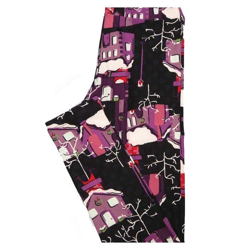 LuLaRoe Tween Christmas Snow Covered Houes Leggings fits Adult Adult Sizes 00-0