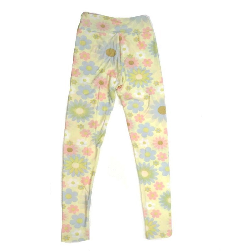 LuLaRoe Tween Floral Daisy Sunflower Pastel Yellow Periwinkle Pink 
Leggings fits Adult Adult Sizes 00-0