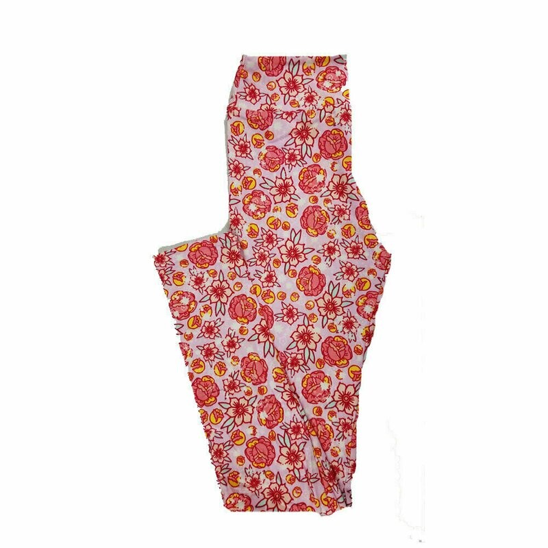 LuLaRoe Tween Floral Hepatica Flower fits Adult Leggings Adult Sizes 00-0