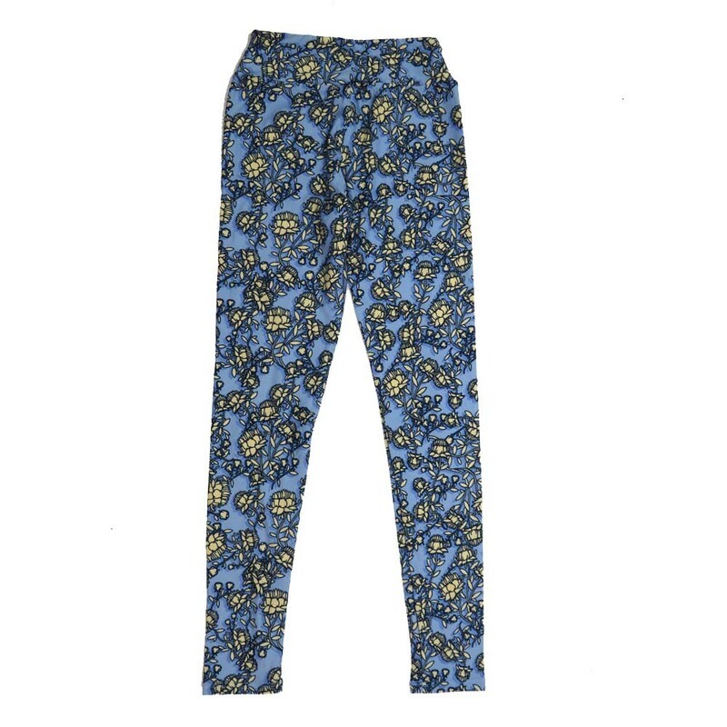LuLaRoe Tween Floral Lotus Flowers Leggings fits Adult sizes 00-0 TWEEN-3392-F