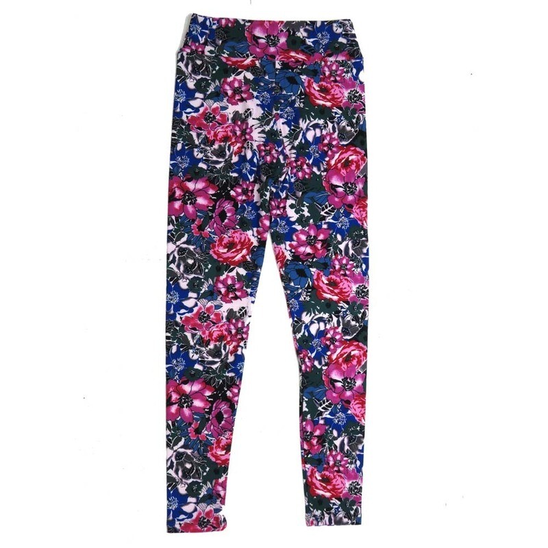 LuLaRoe Tween Floral Mix Red Whtie Blue Leggings fits Adult sizes 00-0 TWEEN-3390-D3